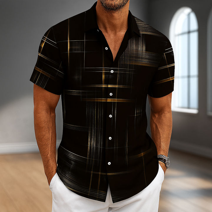 Gary - Chemise à manches courtes avec motif géométrique et patte de boutonnage