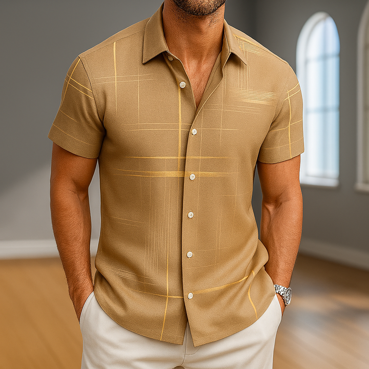 Gary - Chemise à manches courtes avec motif géométrique et patte de boutonnage