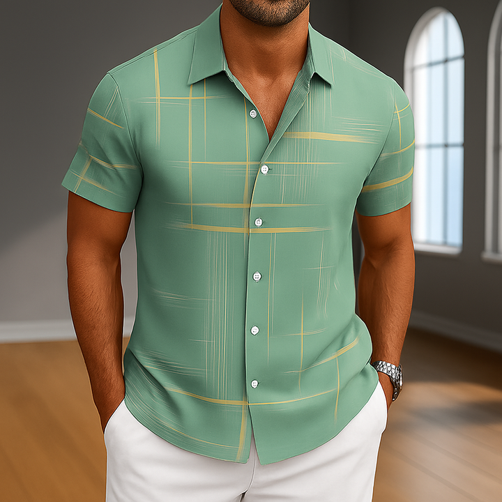 Gary - Chemise à manches courtes avec motif géométrique et patte de boutonnage