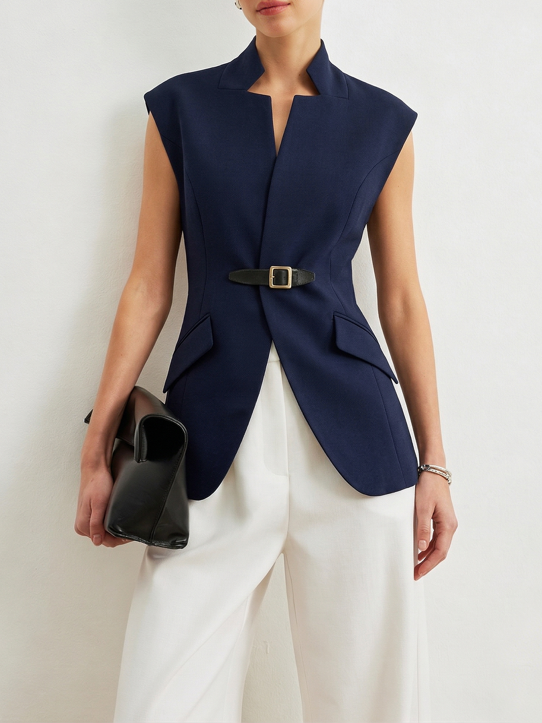 Boden | Gilet-Blazer mit Taillengürtel