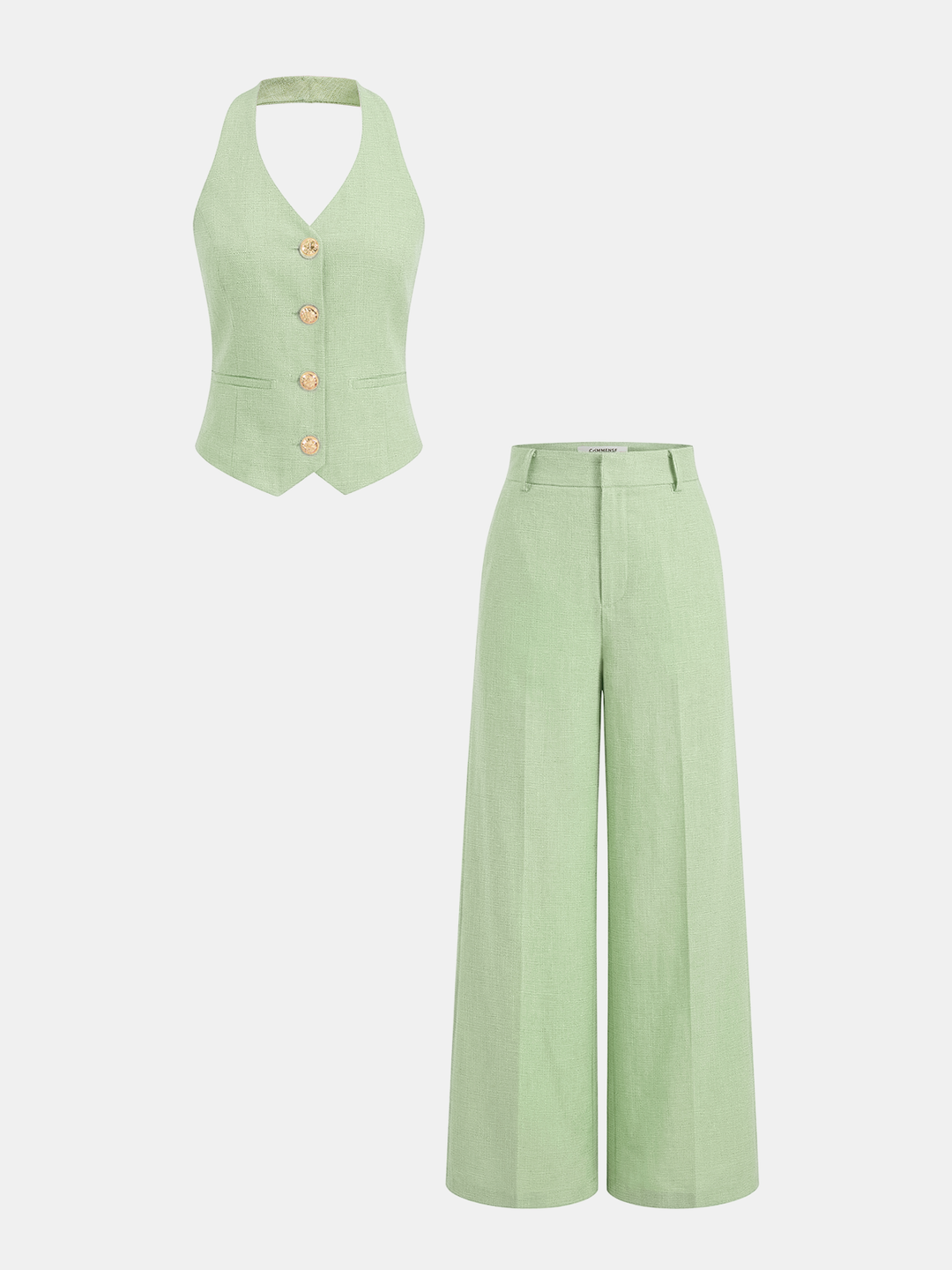 Violett | Zweiteiliges Set mit Halter-Gilet und weit geschnittenen Hosen