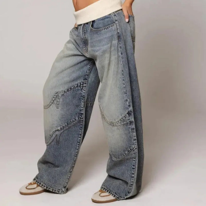 Baggy Weite Denim-Hosen mit Rippbund