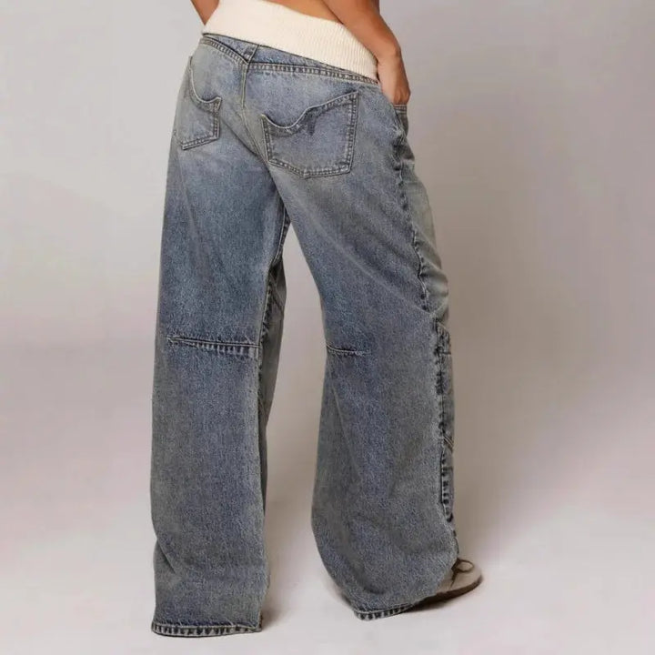 Baggy Weite Denim-Hosen mit Rippbund