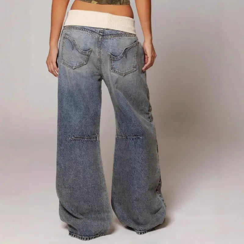 Baggy Weite Denim-Hosen mit Rippbund