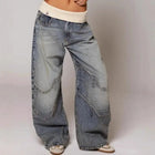 Baggy Weite Denim-Hosen mit Rippbund