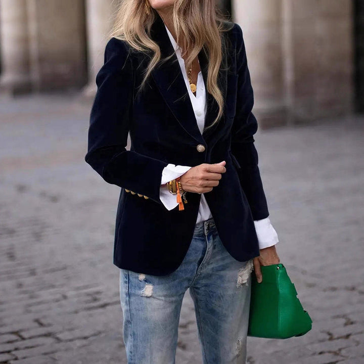 Damen Samt Blazer mit Knöpfen – Eleganter Blazer Mantel | Bathseba