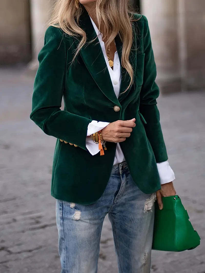 Damen Samt Blazer mit Knöpfen – Eleganter Blazer Mantel | Bathseba
