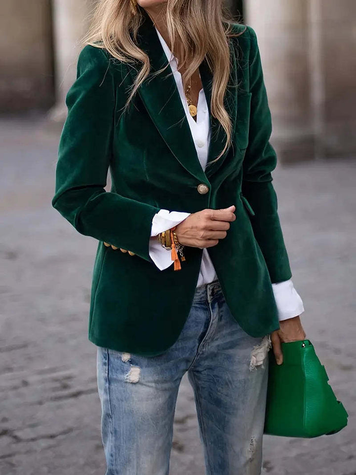 Damen Samt Blazer mit Knöpfen – Eleganter Blazer Mantel | Bathseba