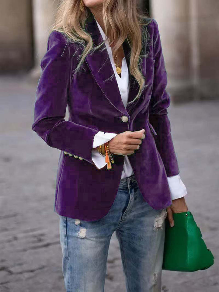 Damen Samt Blazer mit Knöpfen – Eleganter Blazer Mantel | Bathseba