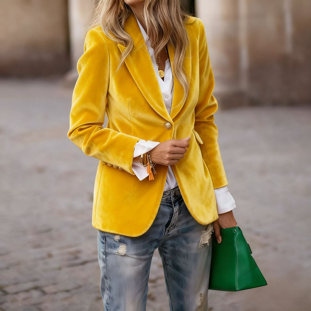 Damen Samt Blazer mit Knöpfen – Eleganter Blazer Mantel | Bathseba