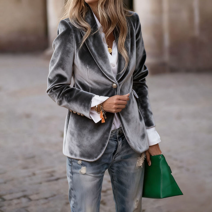 Damen Samt Blazer mit Knöpfen – Eleganter Blazer Mantel | Bathseba
