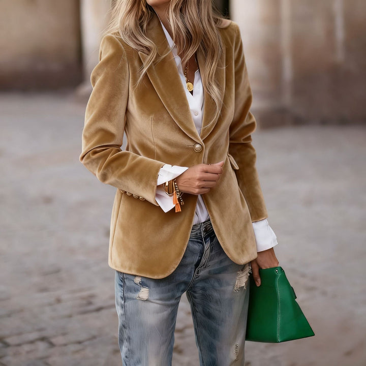 Damen Samt Blazer mit Knöpfen – Eleganter Blazer Mantel | Bathseba