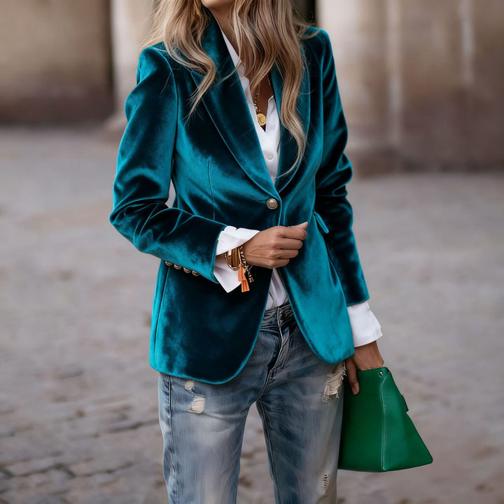 Damen Samt Blazer mit Knöpfen – Eleganter Blazer Mantel | Bathseba