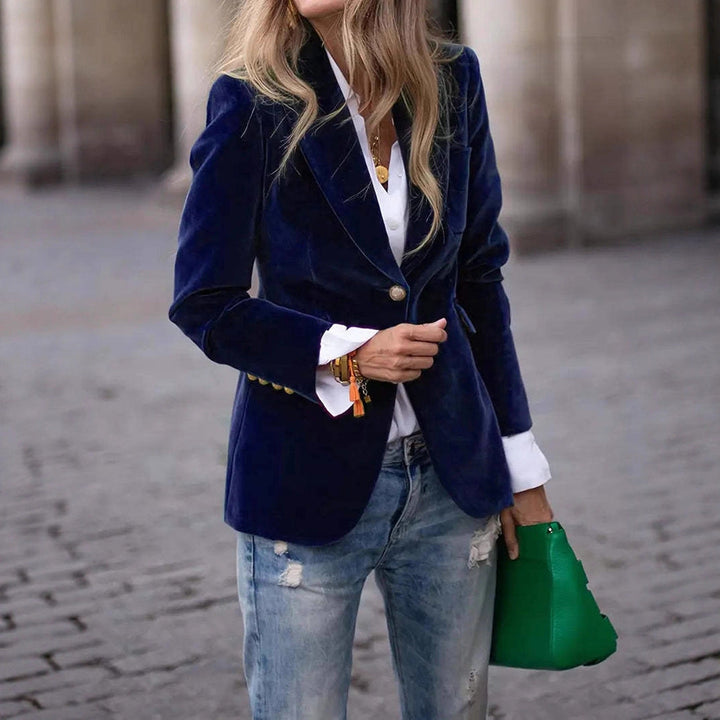 Damen Samt Blazer mit Knöpfen – Eleganter Blazer Mantel | Bathseba
