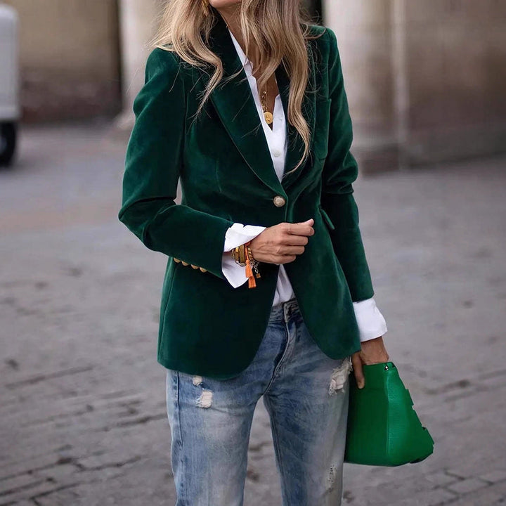 Damen Samt Blazer mit Knöpfen – Eleganter Blazer Mantel | Bathseba