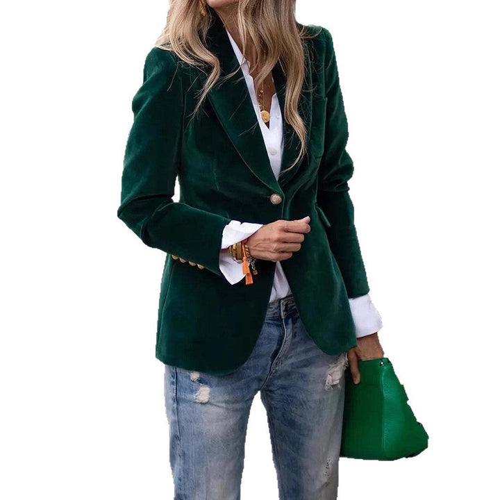 Damen Samt Blazer mit Knöpfen – Eleganter Blazer Mantel | Bathseba