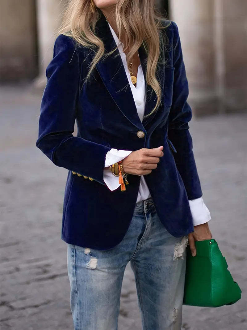 Damen Samt Blazer mit Knöpfen – Eleganter Blazer Mantel | Bathseba