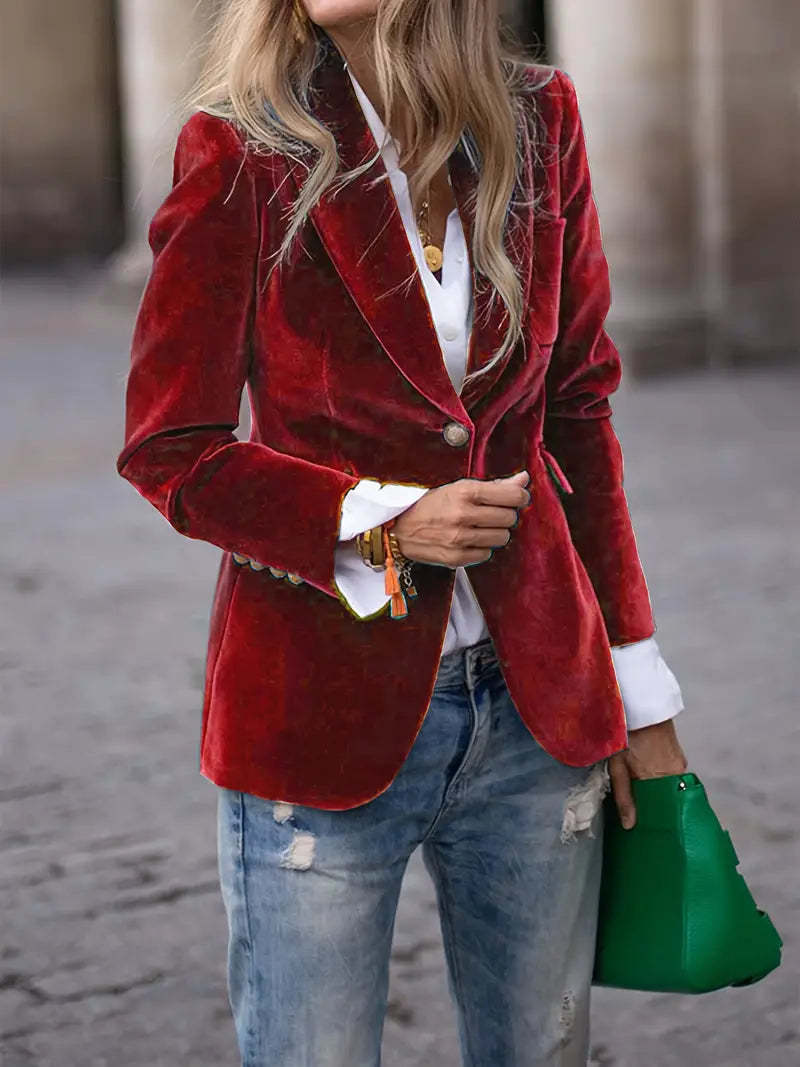 Damen Samt Blazer mit Knöpfen – Eleganter Blazer Mantel | Bathseba