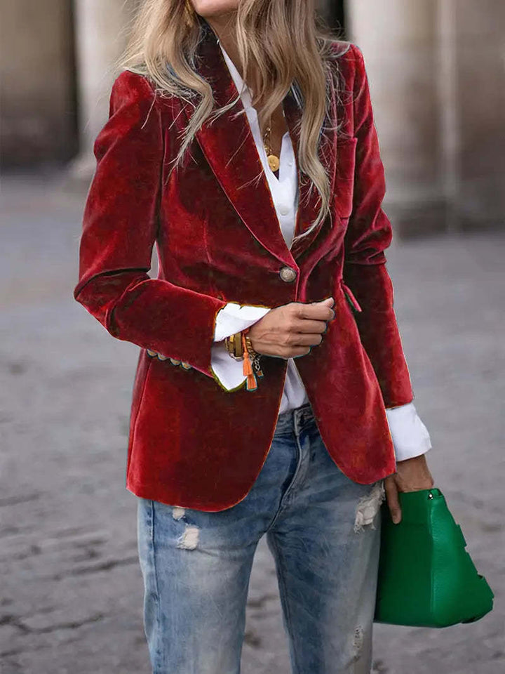 Damen Samt Blazer mit Knöpfen – Eleganter Blazer Mantel | Bathseba