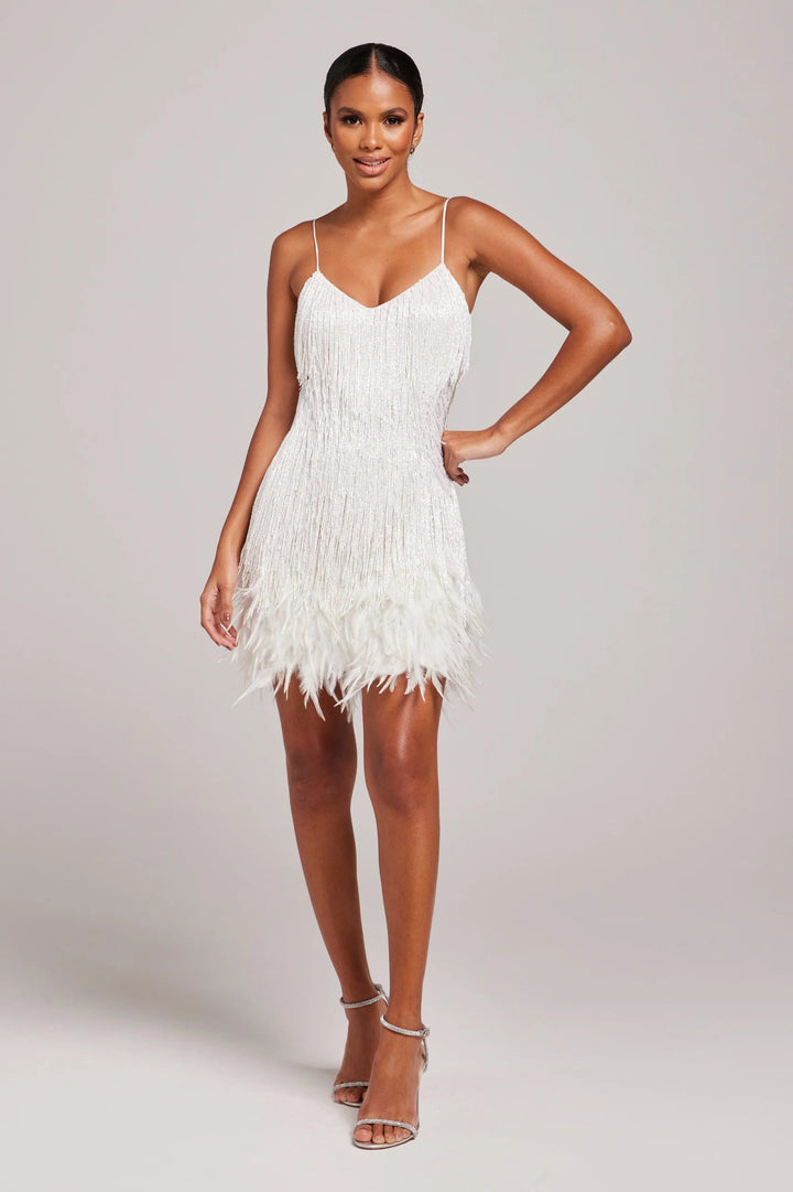 Damen Cocktailkleid | Ärmelloses Fransen