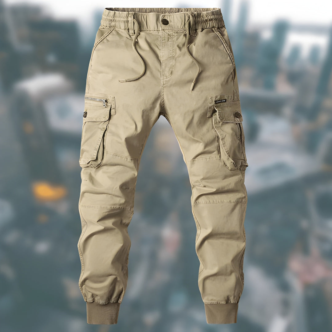 Herrenhose - Cargo Jogger mit Seitentaschen und elastischen Bündchen | Freizeit