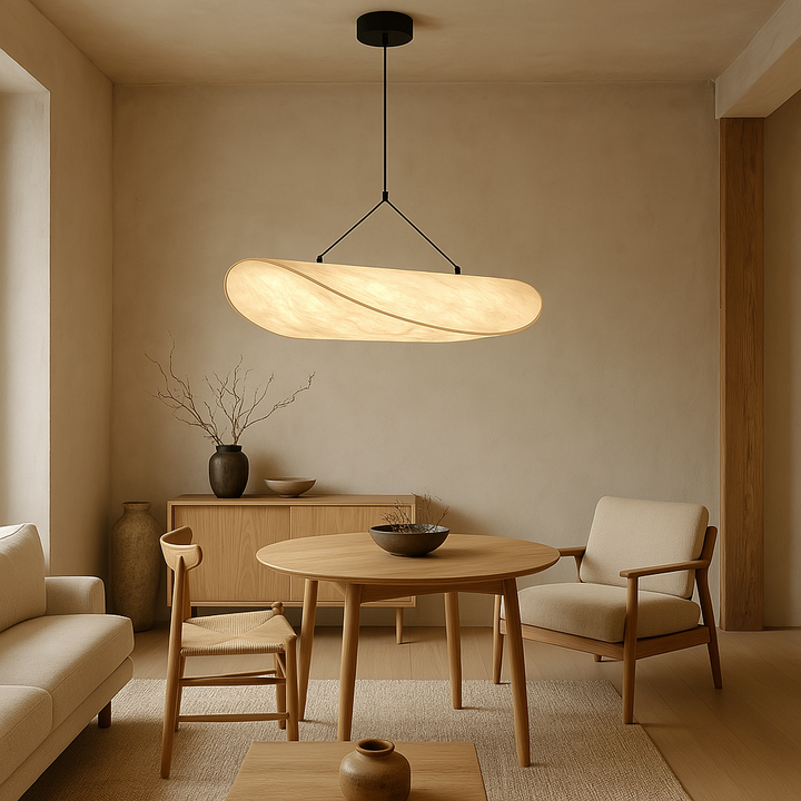 LED Pendant Light | Japandi Style | Height Adjustable | Warm White LED Light