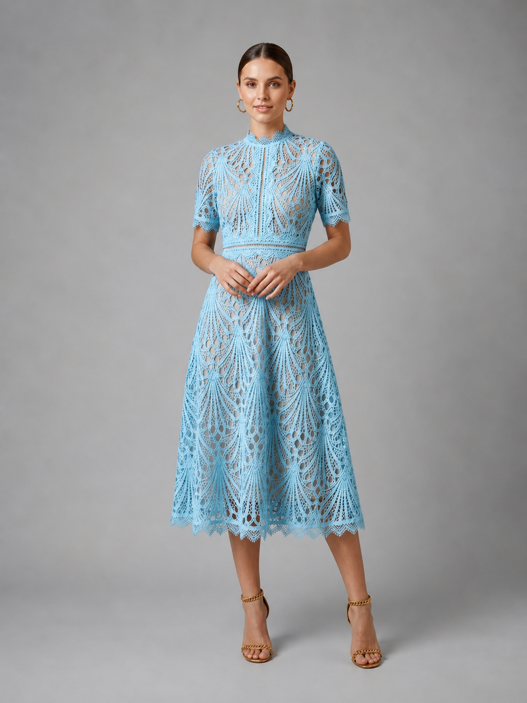 Robe midi en dentelle Thalia