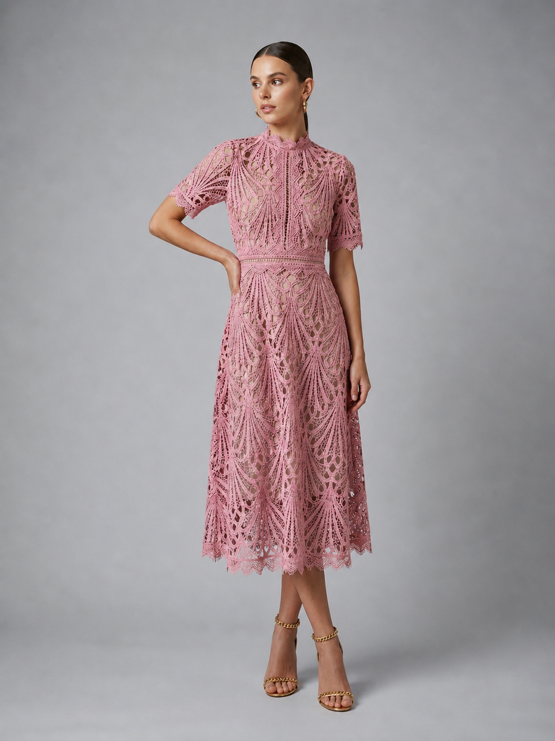 Robe midi en dentelle Thalia