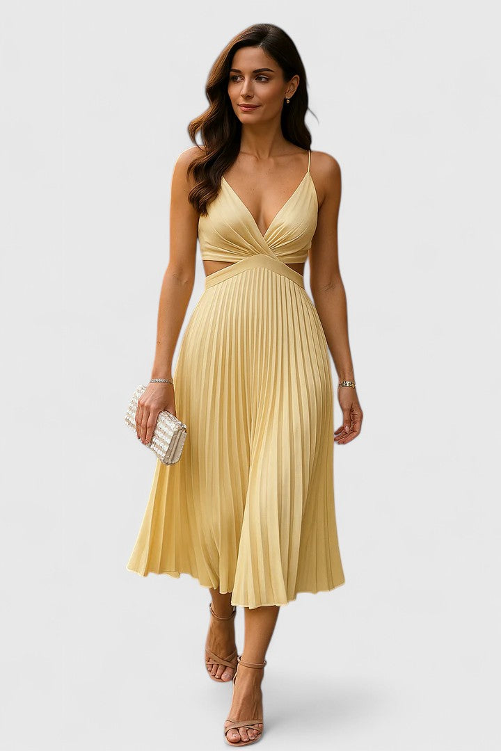Damen Hochzeitsgastkleid | Ärmellos Falten