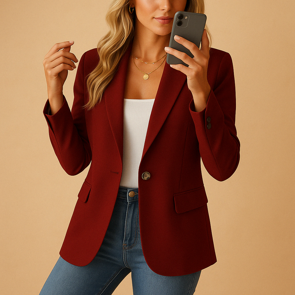 Klassischer Taillierter Blazer mit Einem Knopf und Klapptaschen
