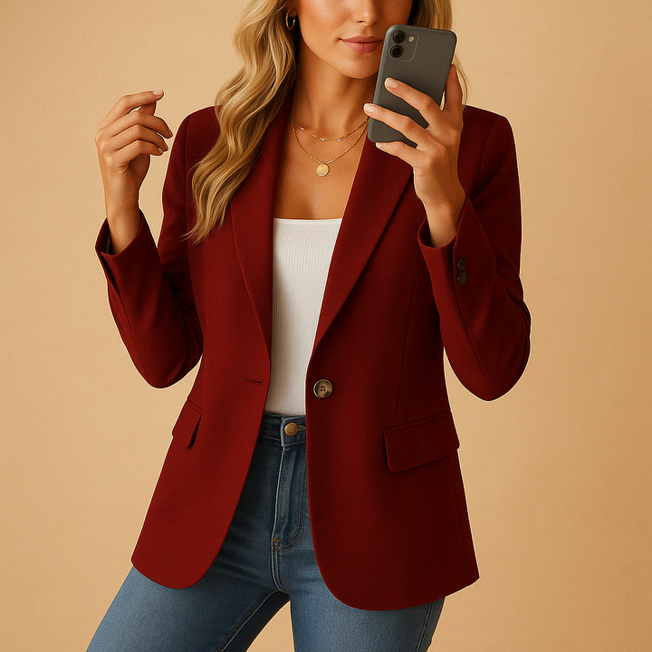 Klassischer Taillierter Blazer mit Einem Knopf und Klapptaschen