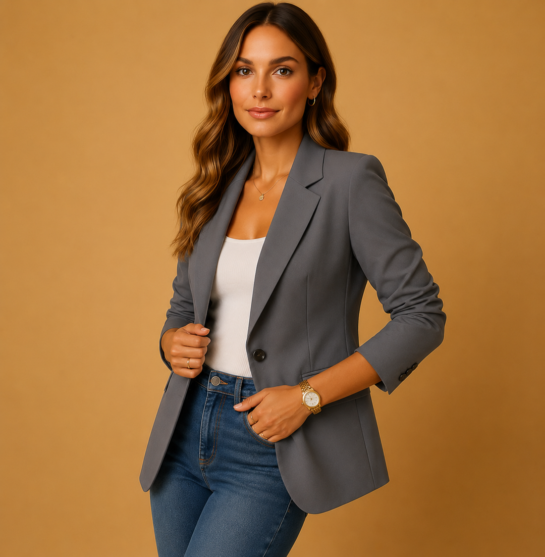 Klassischer Taillierter Blazer mit Einem Knopf und Klapptaschen