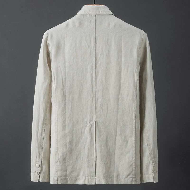Sauberer Herren Leinenmischung Blazer mit Reverskragen und aufgesetzten Taschen