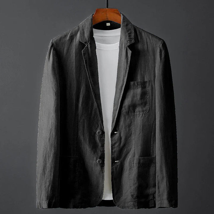 Sauberer Herren Leinenmischung Blazer mit Reverskragen und aufgesetzten Taschen
