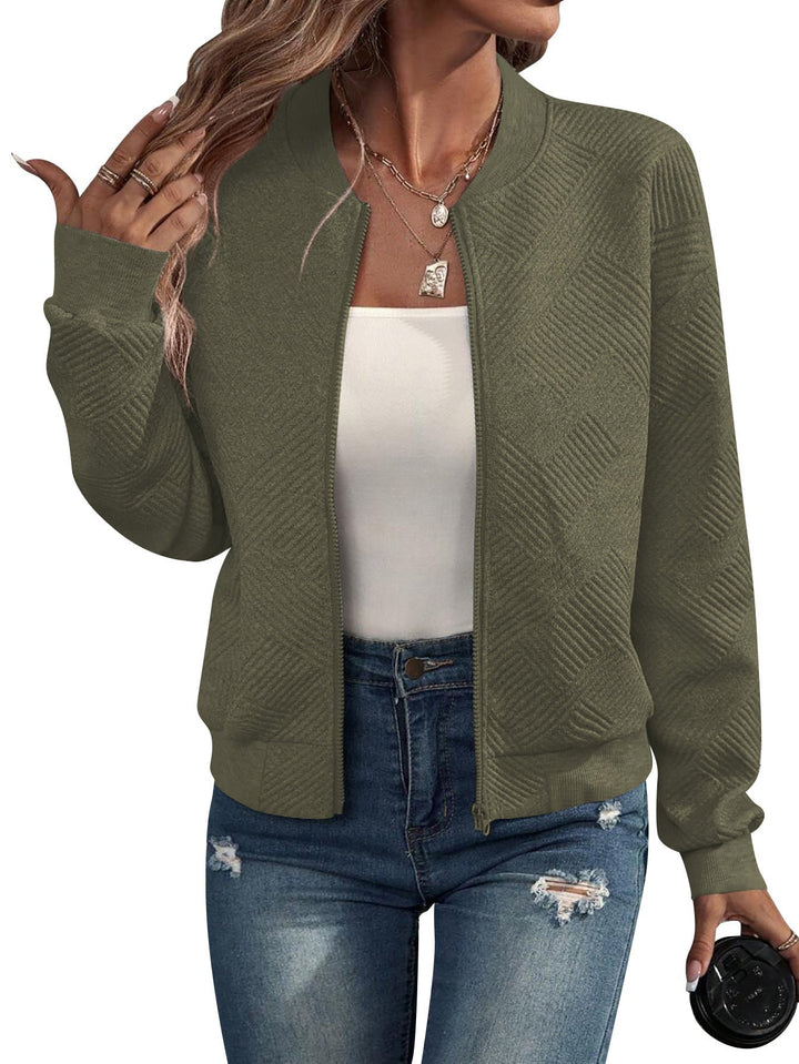 Damen Leichtgewicht Bomberjacke – Geometrisches Muster, Lässige Jacke