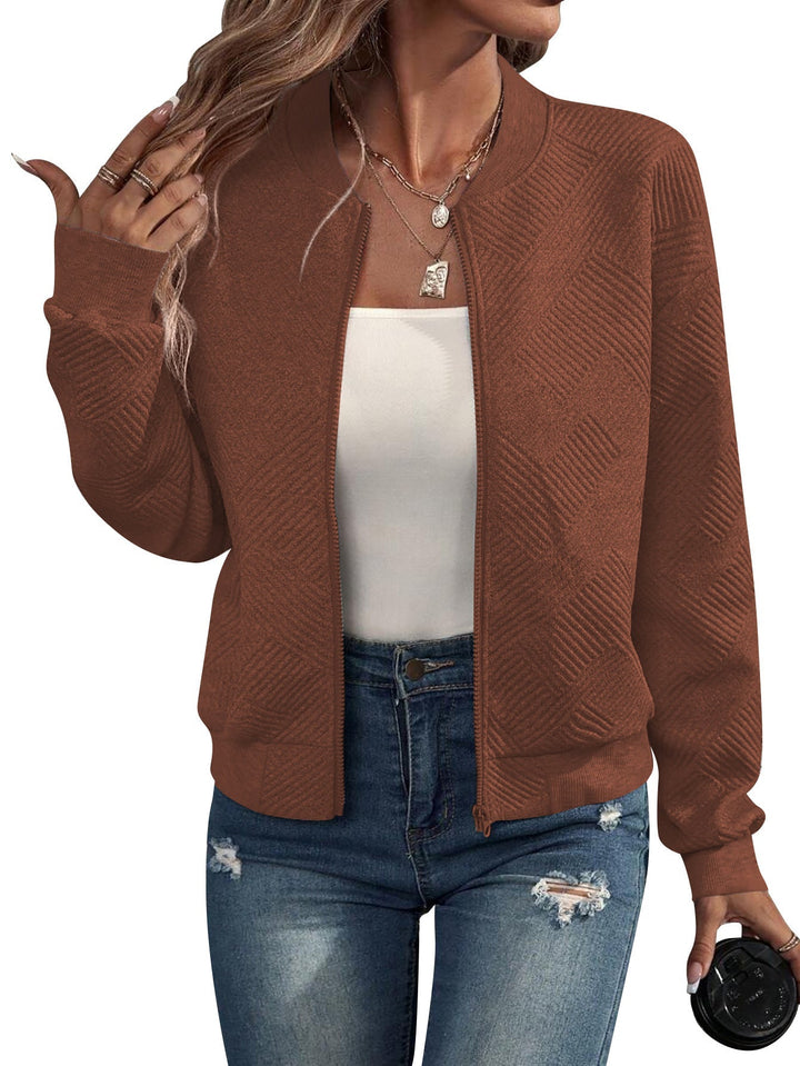 Damen Leichtgewicht Bomberjacke – Geometrisches Muster, Lässige Jacke