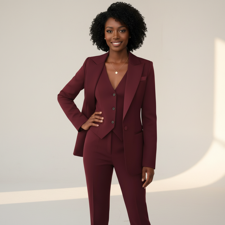 Damen dreiteiliges Anzugset mit Blazer, Weste und maßgeschneiderten Hosen