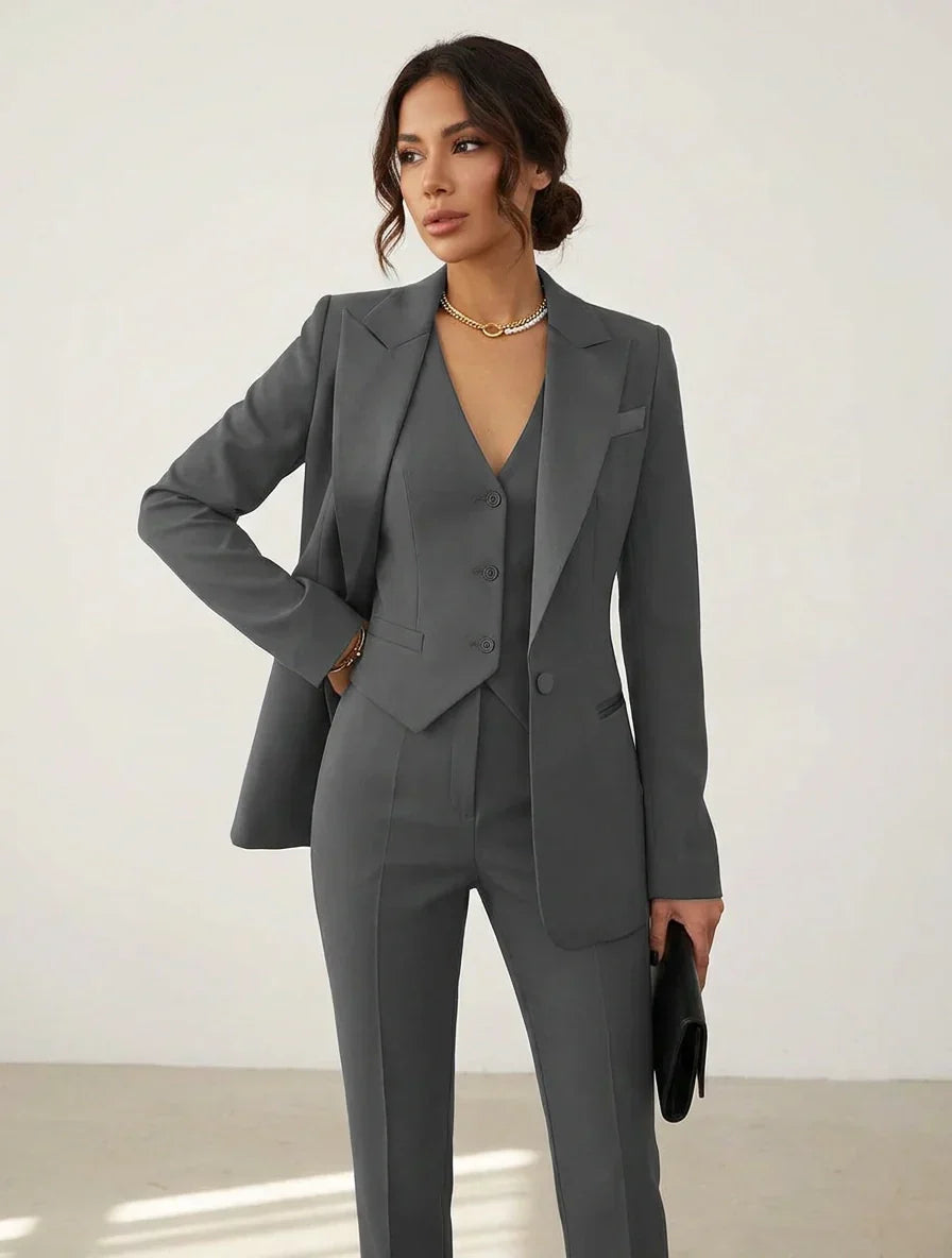 Damen dreiteiliges Anzugset mit Blazer, Weste und maßgeschneiderten Hosen