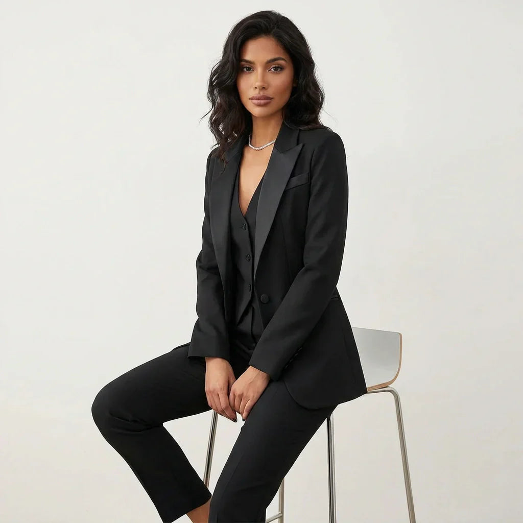 Damen dreiteiliges Anzugset mit Blazer, Weste und maßgeschneiderten Hosen