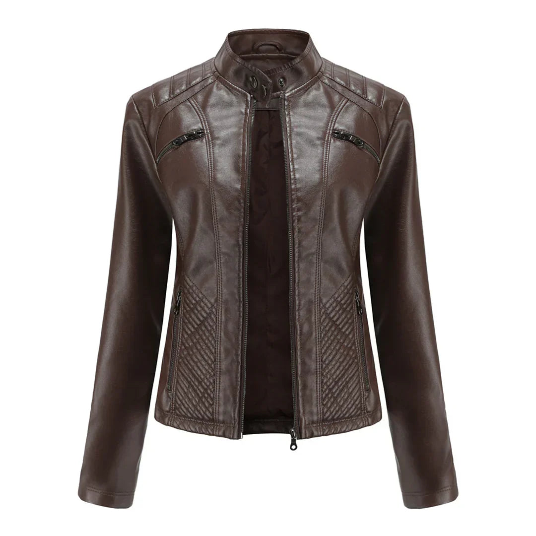 Stylische Leder Damenjacke mit zeitlosem Design
