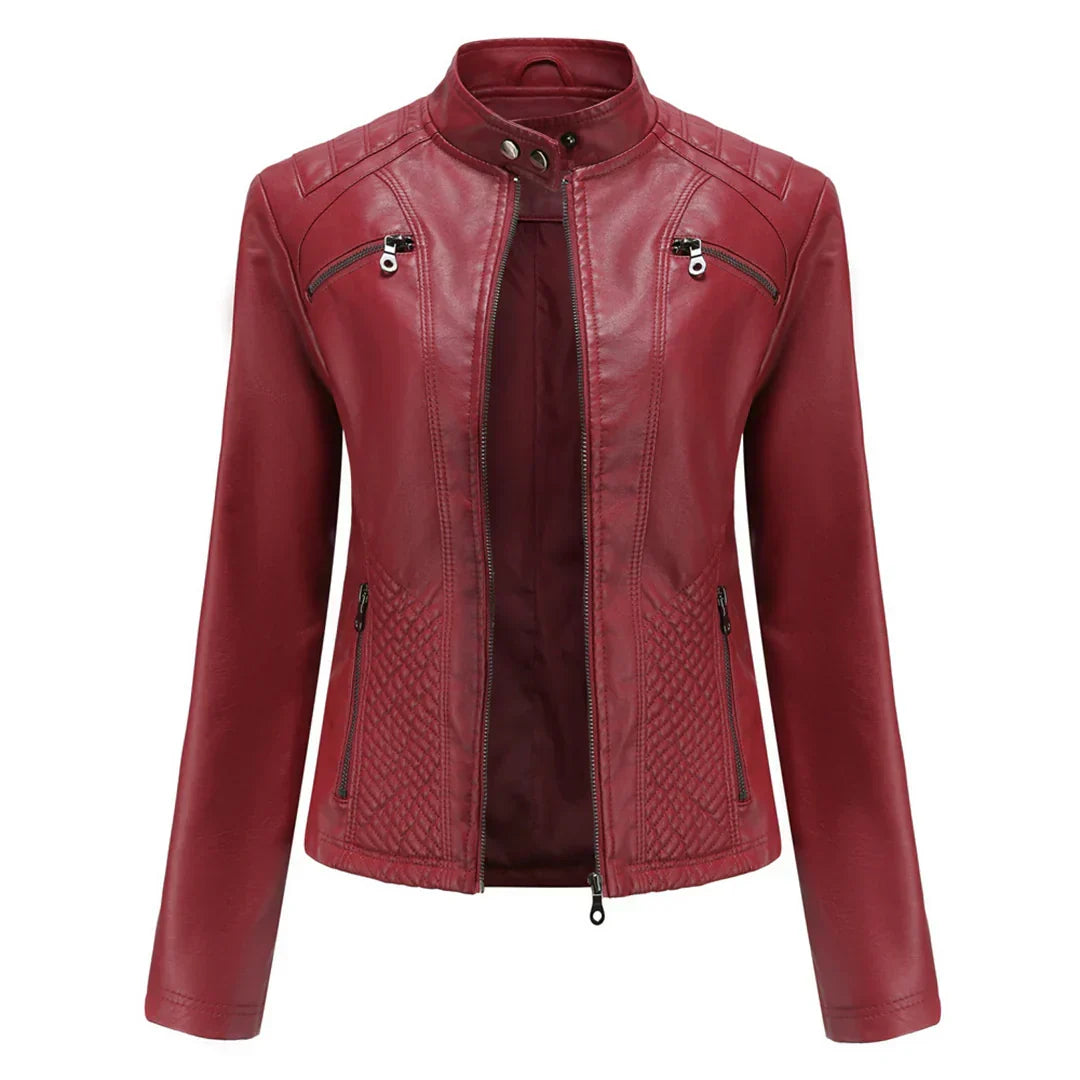 Stylische Leder Damenjacke mit zeitlosem Design