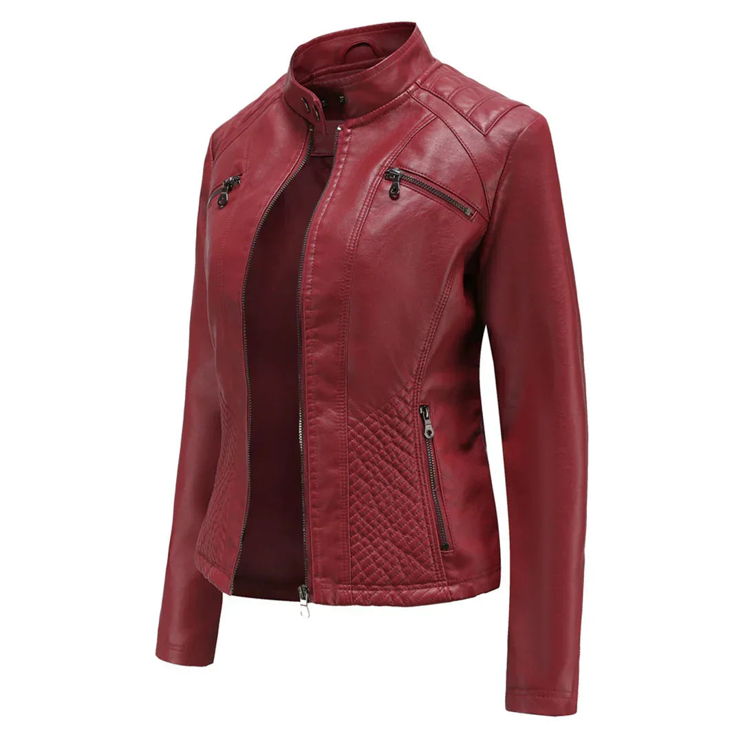 Stylische Leder Damenjacke mit zeitlosem Design