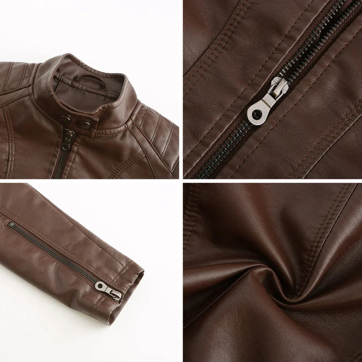 Stylische Leder Damenjacke mit zeitlosem Design