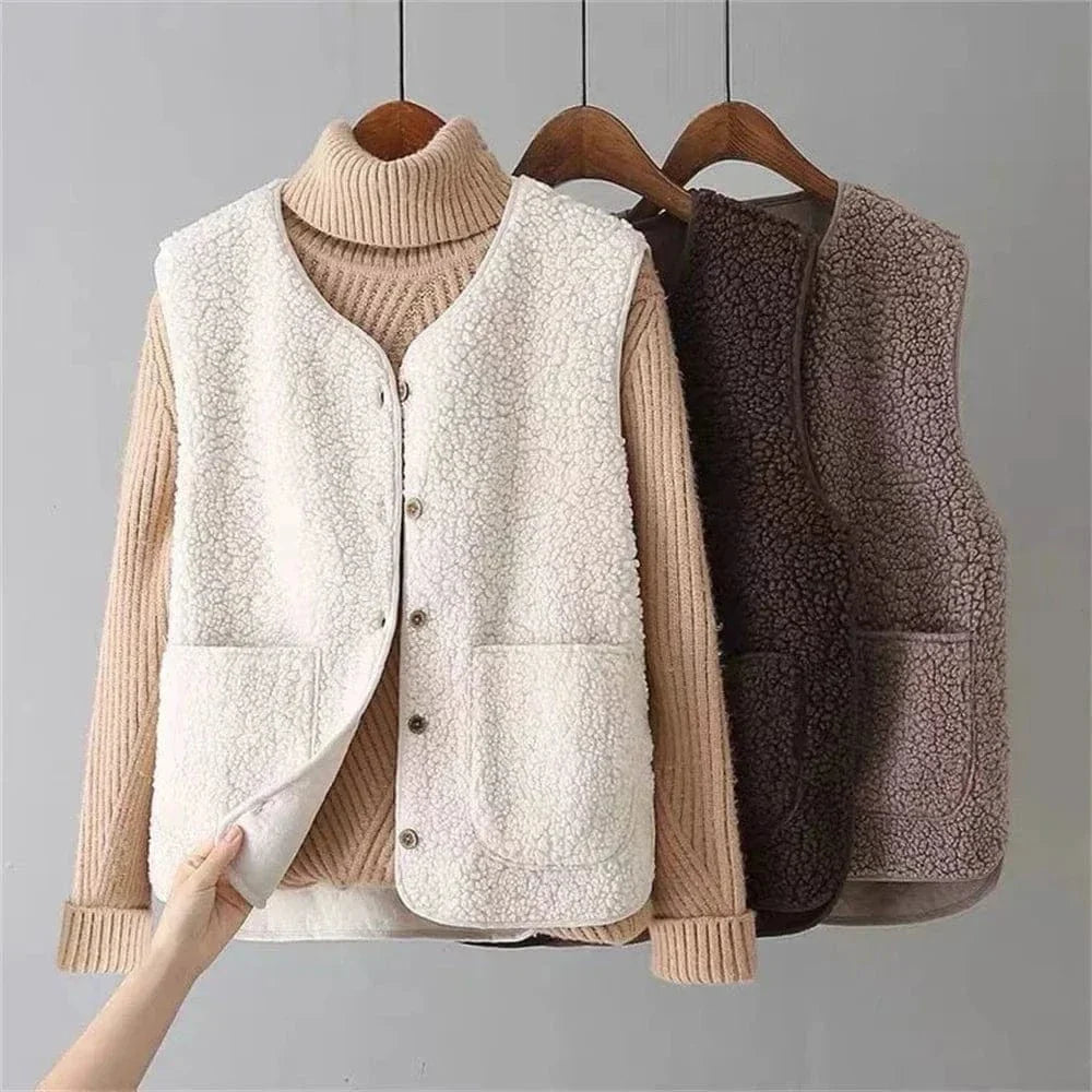 Ärmellose Damenweste mit Knöpfen | Ideal zum Layering im Herbst und Winter