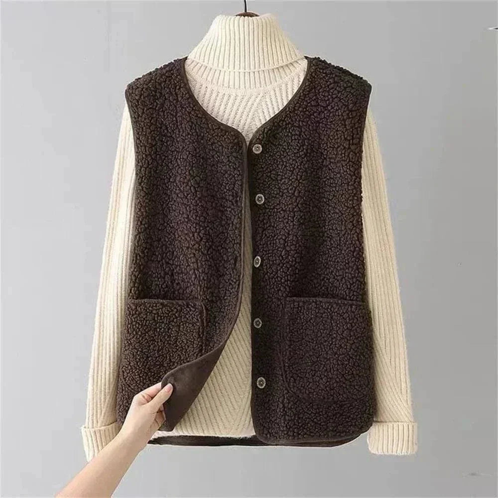 Ärmellose Damenweste mit Knöpfen | Ideal zum Layering im Herbst und Winter