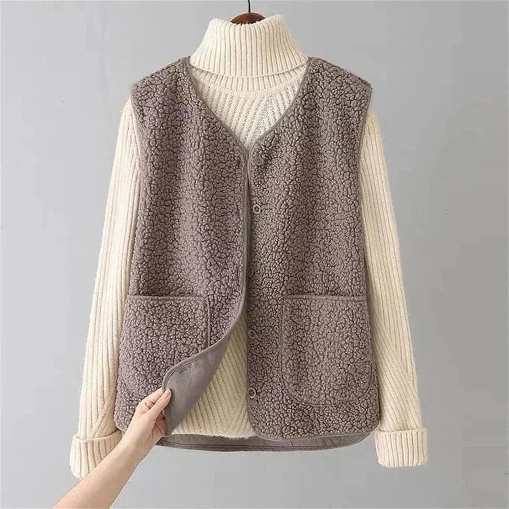 Ärmellose Damenweste mit Knöpfen | Ideal zum Layering im Herbst und Winter