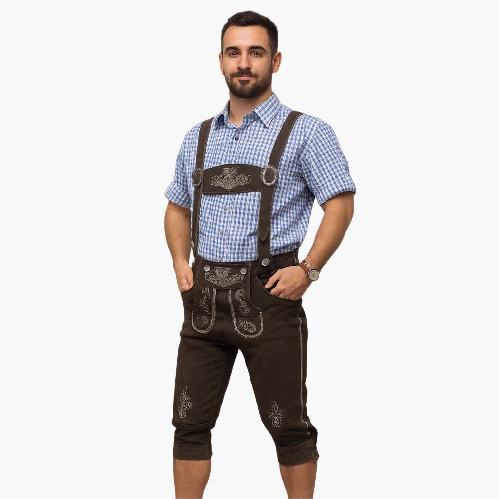 Herren Trachten Kniebundhose mit Hosenträgern – Perfekt für Oktoberfest &amp; Volksfeste