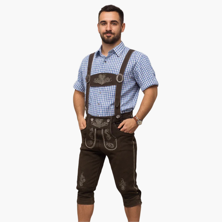 Herren Trachten Kniebundhose mit Hosenträgern – Perfekt für Oktoberfest &amp; Volksfeste
