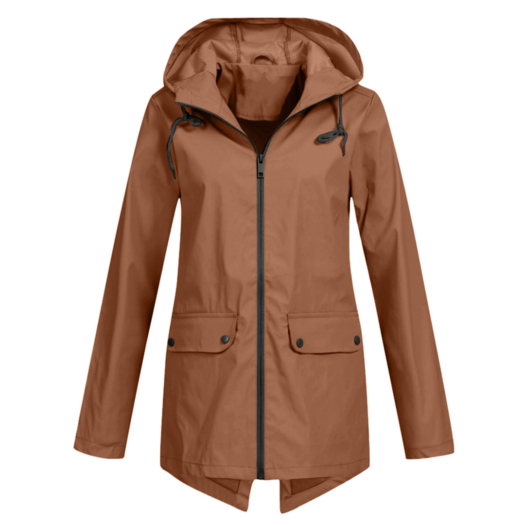 Damen Übergangsjacke mit Reißverschluss und Kapuze - wasserdicht
