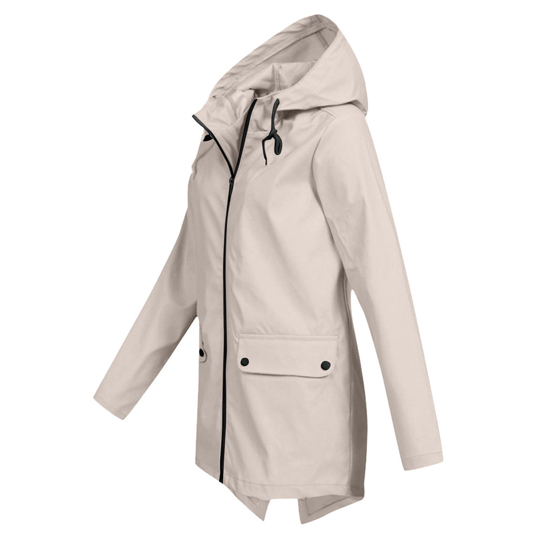 Damen Übergangsjacke mit Reißverschluss und Kapuze - wasserdicht